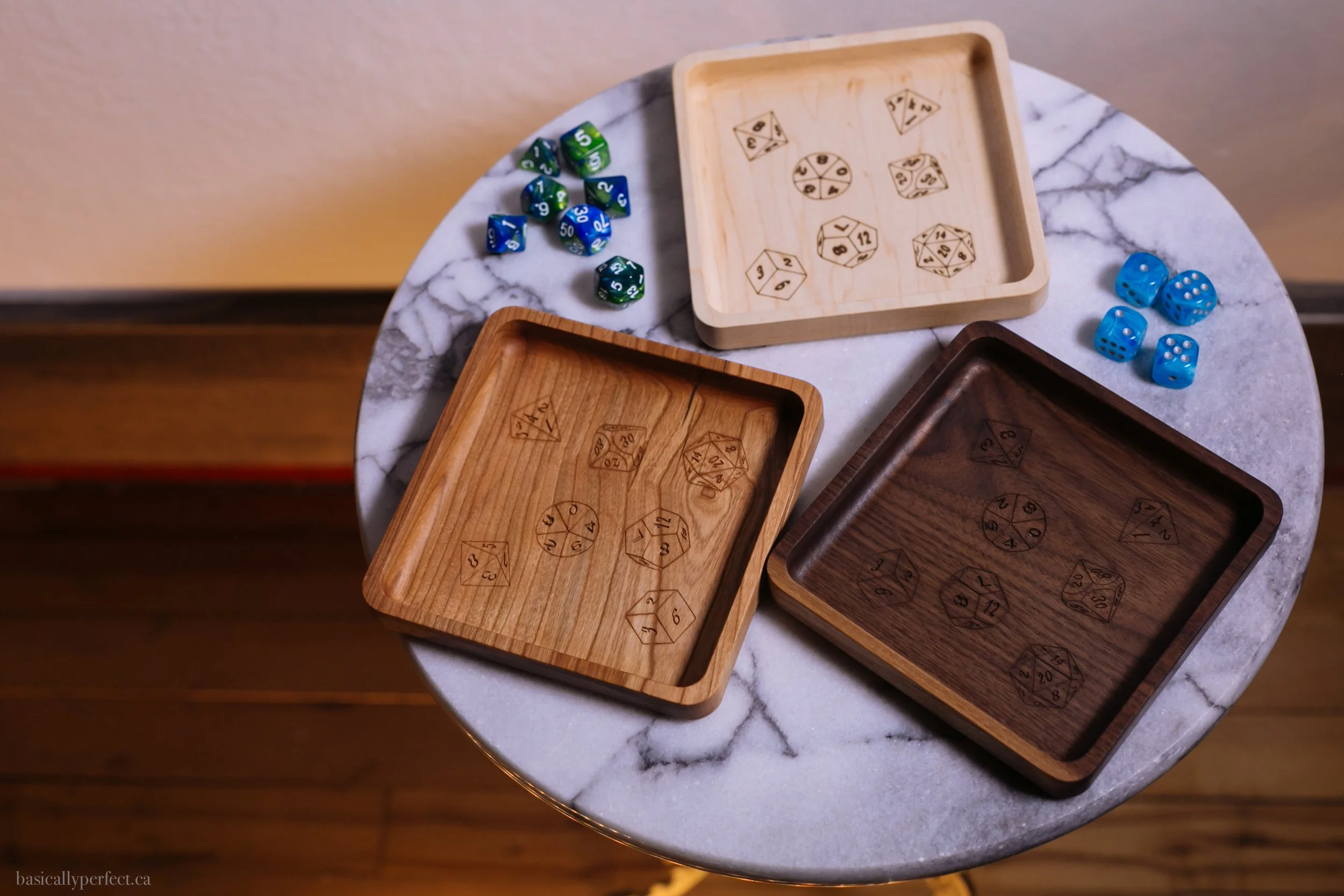 dice tray, walnut / maple / cherry — basically perfect